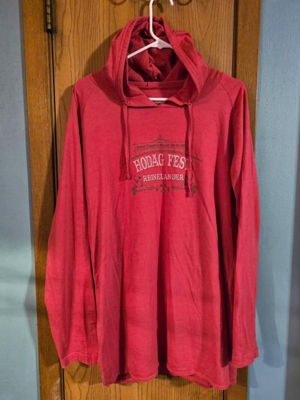 Size XL Red Rhinelander, WI Hodag Country Festival Hooded Shirt Hoodie Tunic Top
